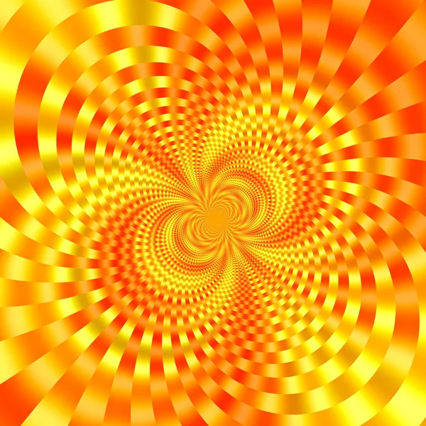 Goldorange Hintergrundbild. Neue Ideen. schönes Dekor. runder, glänzender Ring. Große Wellenlinien. Retro-Plakatidee. Digitale Kunst. einzigartige Form. Schicksalsschlag. Spirale mit heißen Streifen. surreale Verschwommenheit. Riesenrochen. — Stockfoto