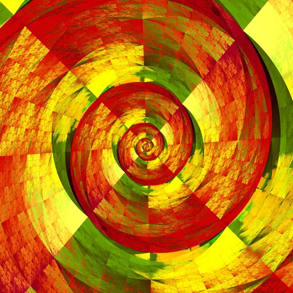 Espiral fractal abstrato. Fotografia redonda. Feito em moldura completa. Forma enrolado caótico. Ideia artística especial. Repetição da curva em azulejos. Multicolor iteração. Um cenário estranho e estranho. Renderização virtual torcida . — Fotografia de Stock