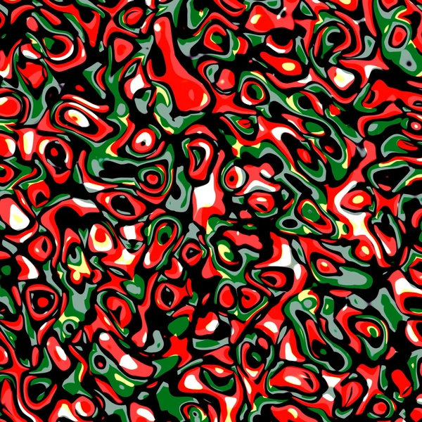 迷幻的红色绿色油漆飞溅。混合液体的烂摊子。由彩色斑点制成的图形。现代艺术理念。肮脏的凌乱杂物。全帧壁纸。清凉时尚元素。卡通风格的样品. — 图库照片