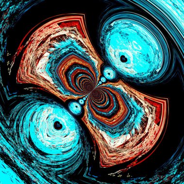 Psychedelic bilgisayar görüntü oluşturulur. Derin girdap koşuşturma. Camgöbeği rengi daireler. Keskin renkli deco. Tuhaf tam kare kavramlar. Alışılmadık garip renkler. Düzensiz renkli şekiller. Kızgın ve çirkin işleme.