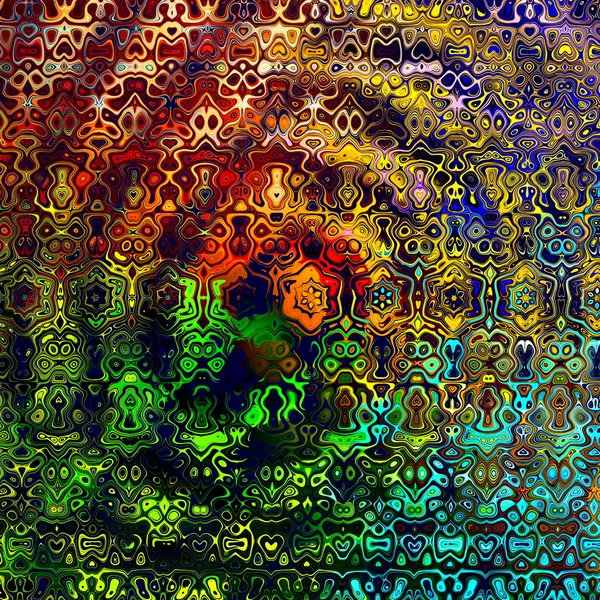 Dziwne psychedlic kolorowy wzór. Dziwne, barwione pic. Faliste deco bałaganu. Wiele form stopionego. Niechlujny styl szalony. Multi kolor grafiki. Plama niezwykły wystrój. Losowe chaotycznie. Niejasne unikalny pomysł. — Zdjęcie stockowe