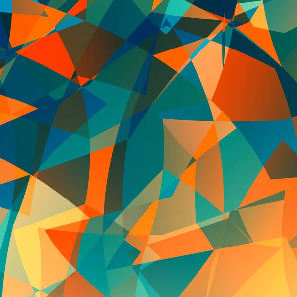 Orange blue poly background. Odd unique arts. Flat image design. Modern diamond style back. Optical effect idea. Two different colours behind glass. Complex multi colored image. Pic of messy clutter. — Stock Photo, Image