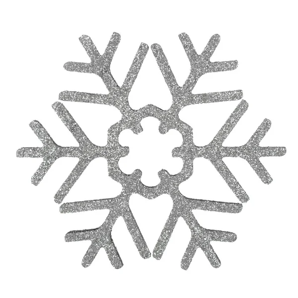Χριστουγεννιάτικο Παιχνίδι Μορφή Ασημένιων Νιφάδων Χιονιού Λευκό Φόντο — Φωτογραφία Αρχείου