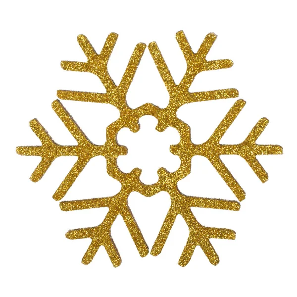 Christmas Toy Form Golden Snowflakes White Background — Stock Photo, Image