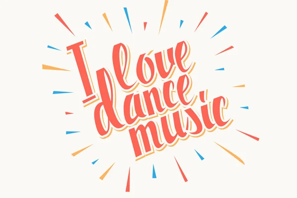 Adoro la musica dance lettering colorata . — Vettoriale Stock