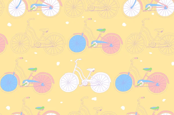 Seamless pattern with vintage bicycles. — Stock Vector