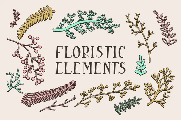 Serie di elementi floreali — Vettoriale Stock