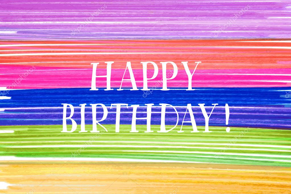 Happy Birthday Brush Script Style Hand lettering. Retro Vintage Custom Typographic Composition . Original Hand Crafted Design. Calligraphic Phrase. Original Drawn Vector Illustration.