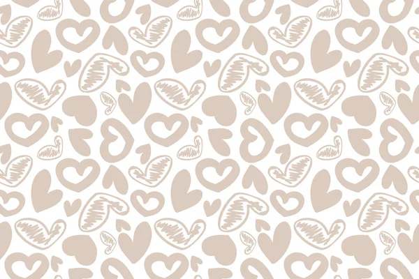 Hand-drawn doodle seamless pattern with hearts — Stock Vector