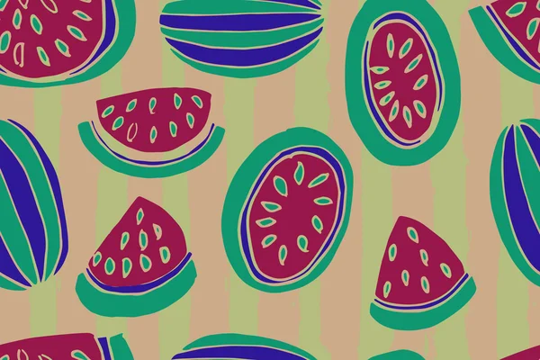 Vattenmelon sömlöst mönster. — Stock vektor