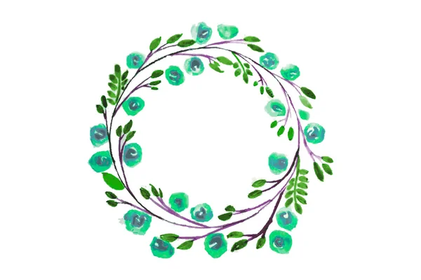 Corona de acuarela de flor azul para un hermoso diseño — Vector de stock