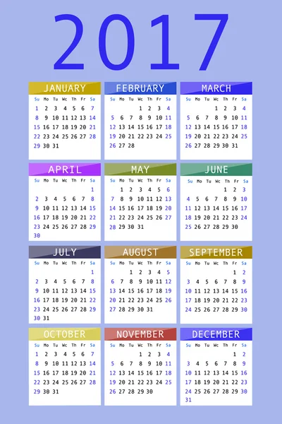 Calendario para 2017 — Vector de stock