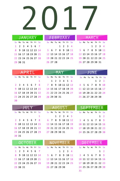 Calendario para 2017 — Archivo Imágenes Vectoriales