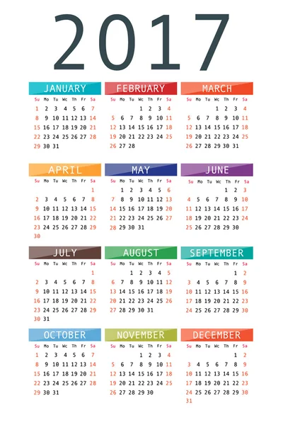 Calendario para 2017 — Vector de stock