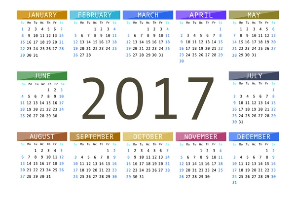 Calendario per il 2017 — Vettoriale Stock