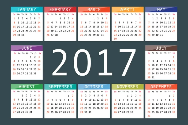 Kalender untuk 2017 - Stok Vektor