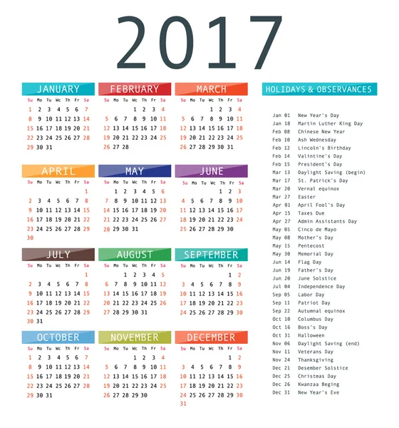 Calendar template for 2017. Stock Vector Image by ©nastyaaroma2011