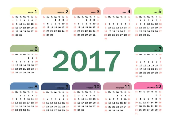 Calendario 2017 Vector — Vector de stock
