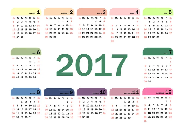 Calendrier 2017 vecteur — Image vectorielle