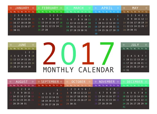 カレンダー 2017年ベクトル — ストックベクタ