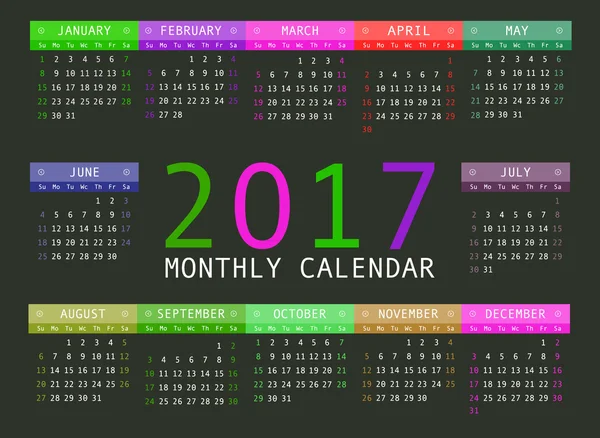 カレンダー 2017年ベクトル — ストックベクタ