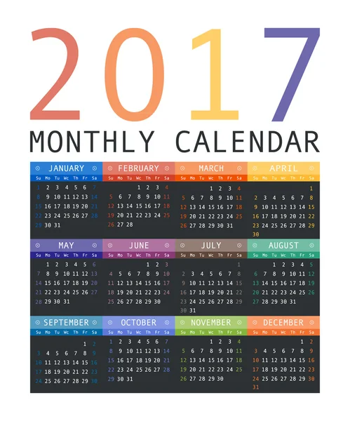Kalendarz 2017 wektor — Wektor stockowy