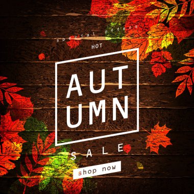 Sonbahar satışıyla ilgili reklam. Vektör.