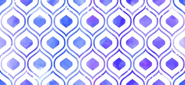 Morrocan Ornament Purple Colors White Background Watercolor Seamless Pattern Vector — Stock Vector