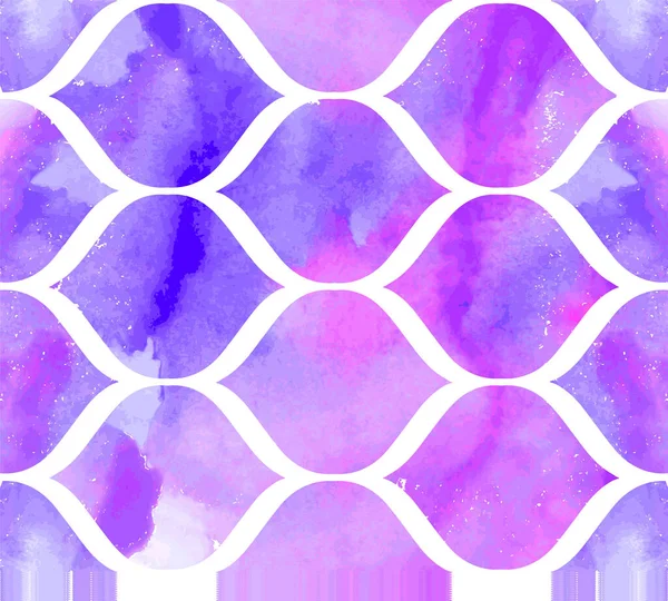 Морський Орнамент Фіолетових Кольорів Білому Тлі Акварельний Безшовний Візерунок Векторні — стоковий вектор