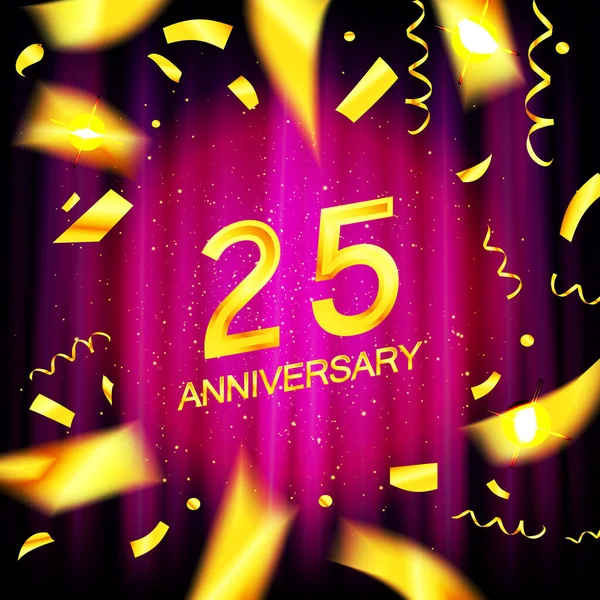 Vector Illustration Anniversary 25Th Outline Design Website Background Banner Jubileu — Vetor de Stock