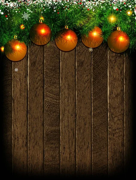 Weihnachten Vintage Hintergrund Mit Kerze Und Christbaumkugel Der Nacht Vektorillustration — Stockvektor