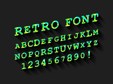 Retro tarzı alfabe. Vektör illüstrasyonu