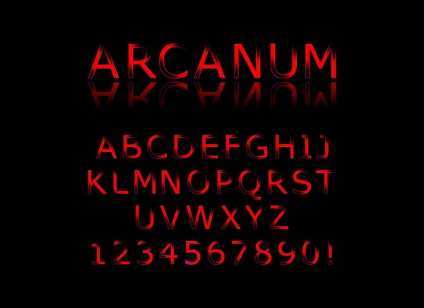 アルカヌムフォント 影と幾何学的なフォント現代のスポーツデザイン未来的な文字と数字ベクトルAbc — ストックベクタ