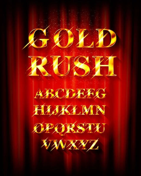 Fuente Gold Rush Ilustración Vectorial — Vector de stock