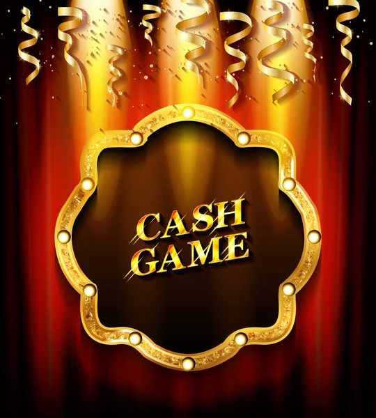 Cash Game Gold Frame Banner Vector Illustration — Stock Vector