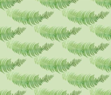 Kusursuz suluboya eğreltiotu deseni. Vektör illüstrasyonu