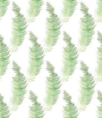 Kusursuz suluboya eğreltiotu deseni. Vektör illüstrasyonu