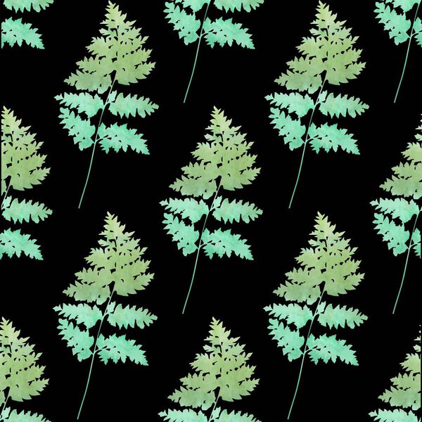 Seamless pattern of watercolor ferns. Vector illustration