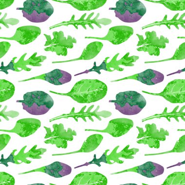 Yeşil salata vektör suluboya deseni bırakır
