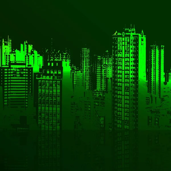 矢量绿色城市和大海 — 图库矢量图片