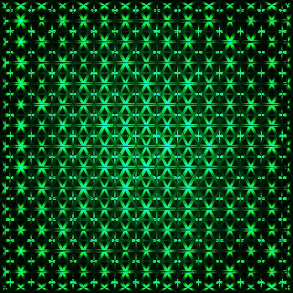 Fraktal 3D hijau bercahaya abstrak - Stok Vektor