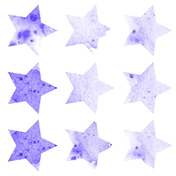 Ensemble d'icônes étoiles aquarelle brillantes. Illustration vectorielle — Image vectorielle