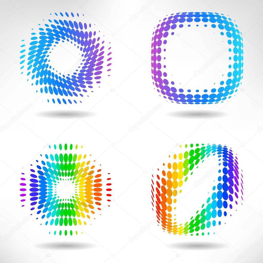 Set of Modern Flat Halftone Backgrounds, vector illustration