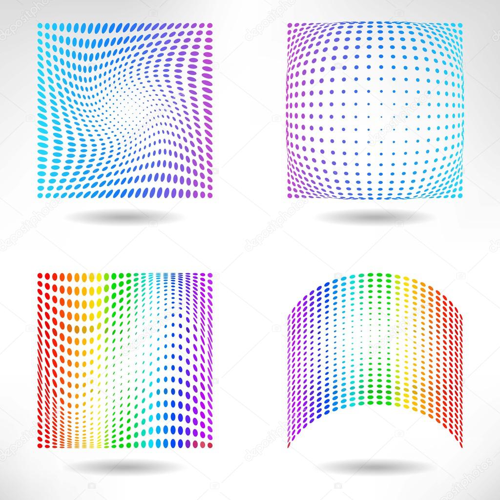 Set of Modern Flat Halftone Backgrounds, vector illustration