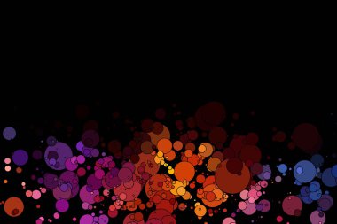 siyah bir arka plan üzerinde renkli daireler