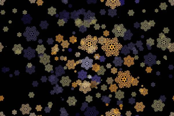 Seamless pattern of snowflakes on a black background — Stock Vector