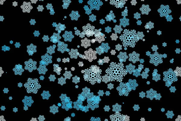 黑色背景上的无缝带雪花图案 — 图库矢量图片