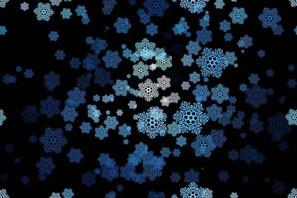 Seamless pattern of snowflakes on a black background — Stock Vector