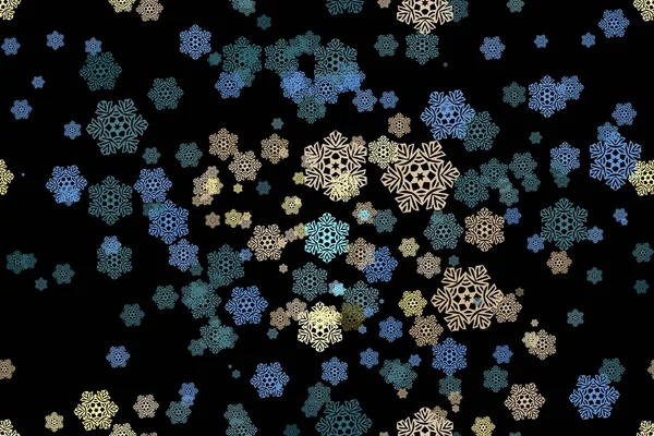 Seamless pattern of snowflakes on a black background — Stock Vector