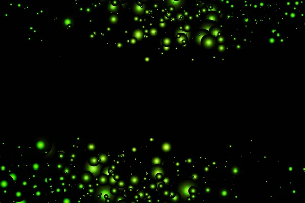 Glowing green lights on a black background — Stock Vector